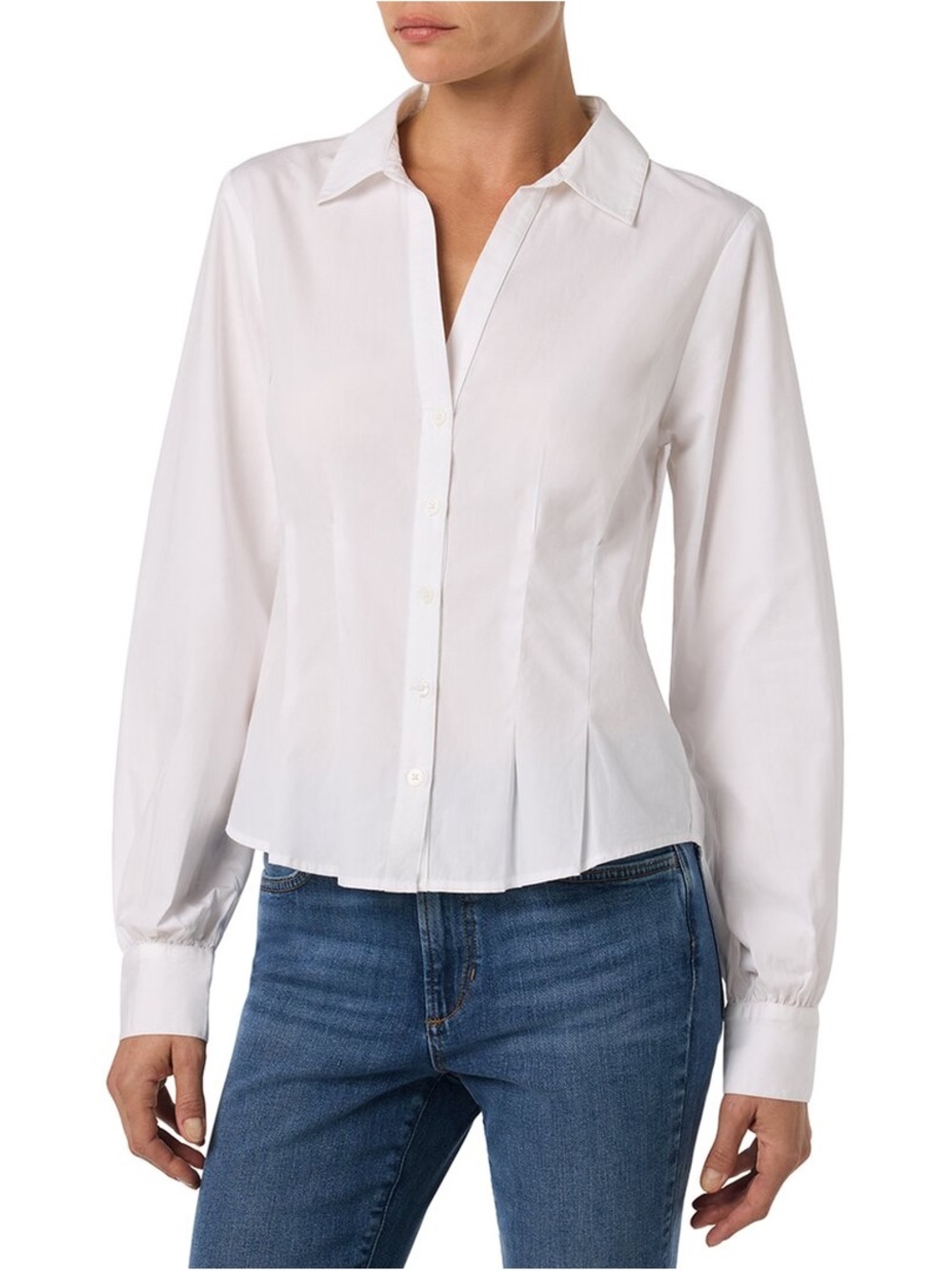 Joeโs Jeans Pleated White Womenโs Button Down Shirt Size Medium NWT